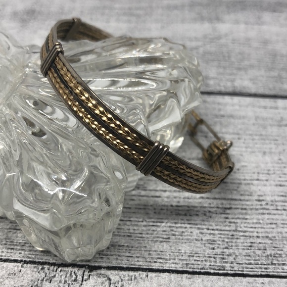 Vintage sterling silver 925 artisan style braided bracelet minimalist 6.5 wrist - Picture 1 of 5